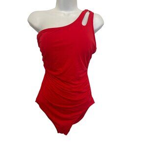 Holipick Ruched Low Back One Shoulder One Piece Swimsuit, NWT, Size Medium